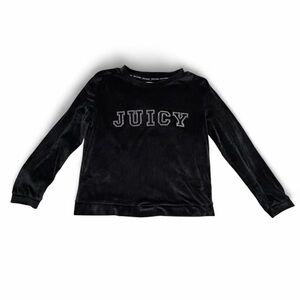 Juicy Couture Black Velvet Long Sleeve Pullover with 'JUICY' Logo